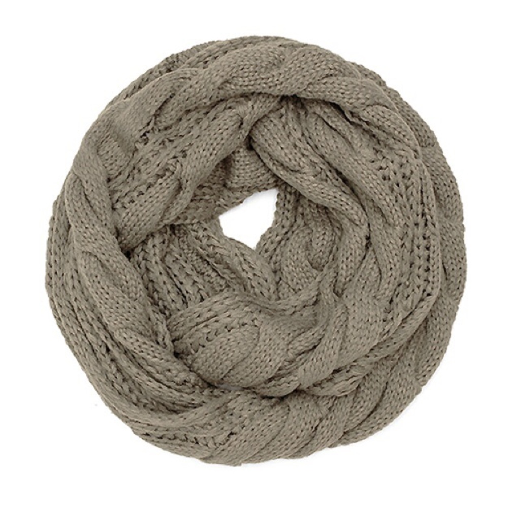 Chunky Solid Color Cable Knitted Infinity Scarf - image 2